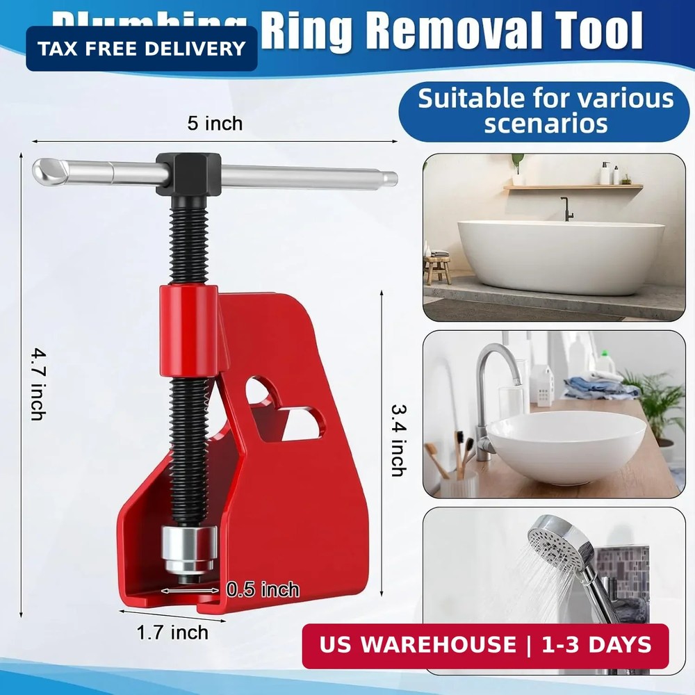 5 Pcs Angle Stop Wrench Kit Plumbing Tool, Compression Sleeve Puller for 1/2" Co