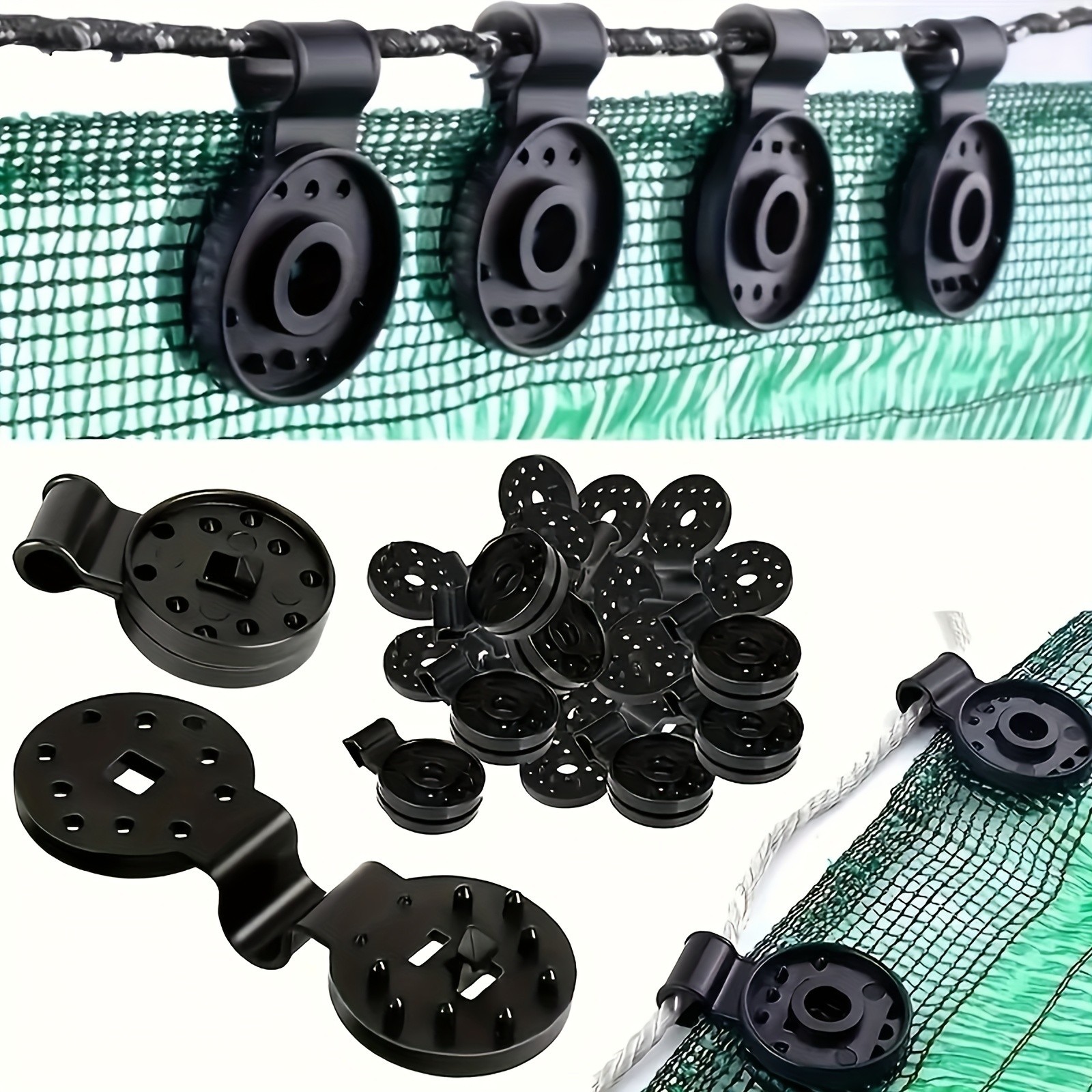 100PCS Black Plastic Net Clips - For Shade Cloth & Garden Netting Fixing