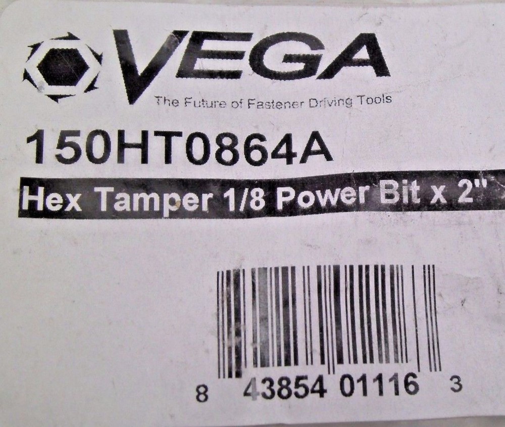 [1] Security Tamper Proof Pin-in-Socket Hex Power Driver Bit - 1/8" x 2" NC