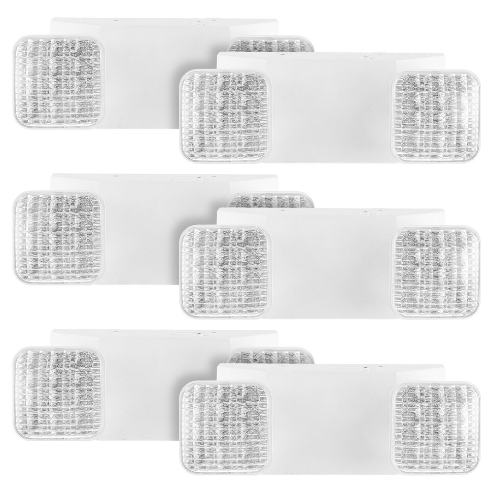 6 pack LED Emergency Lights , Exit Sign Light Adjustable Dual Head Battery Back