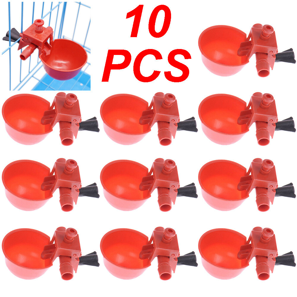 10* Poultry/Quail Water Drinking Cups Chicken Hen Plastic Automatic Drinker NEW