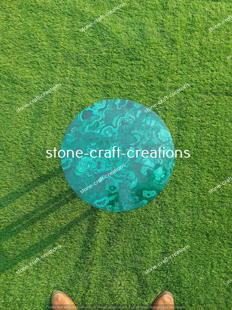 Green Table Round Malachite Handmade Coffee Tabletop ,Dining Table Home decor