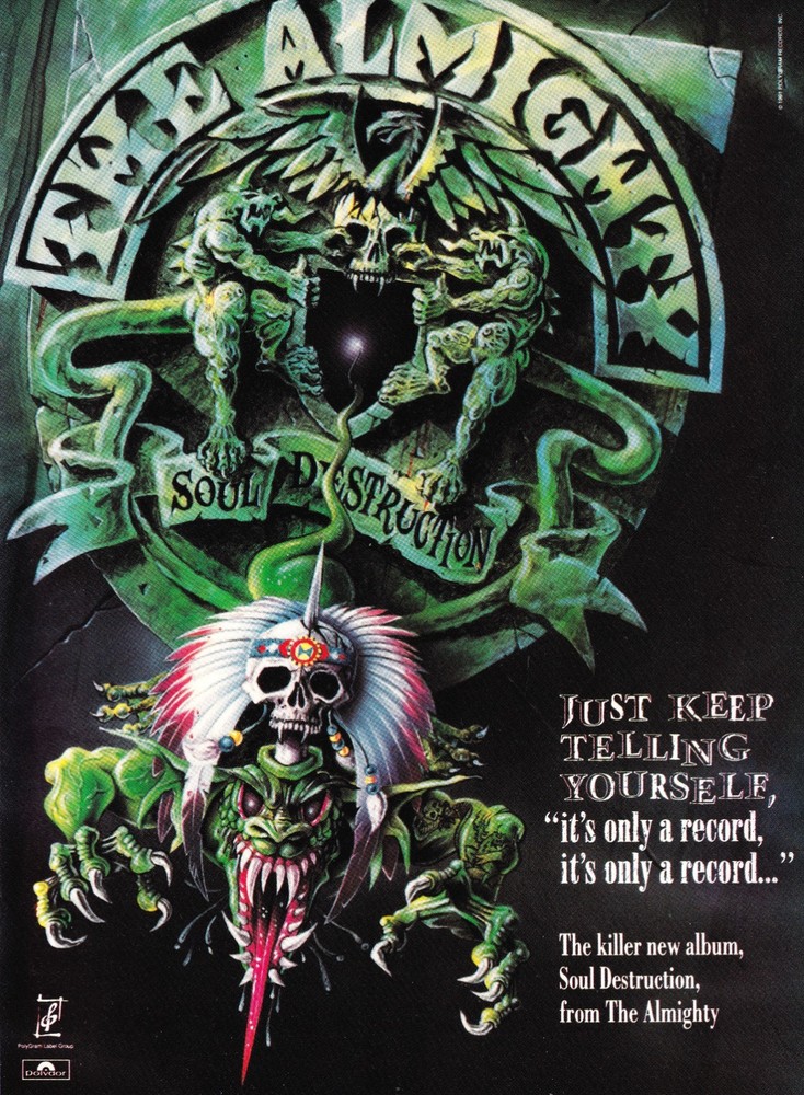 THE ALMIGHTY SOUL DESTRUCTION-VINTAGE 1992 ALBUM PROMO 8X11 PRINT AD MINI-POSTER