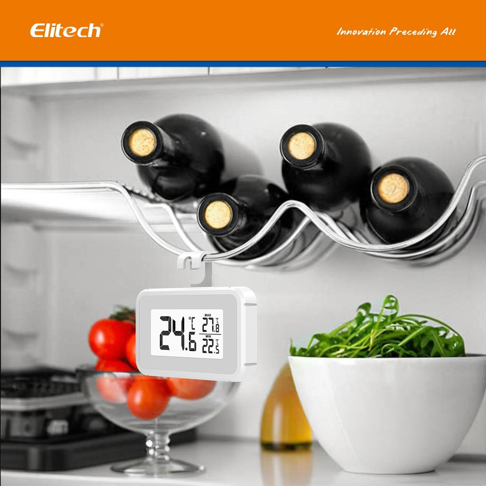 Digital Freezer/Fridge Thermometer Waterproof Alarm Indicator Min/Max Memory