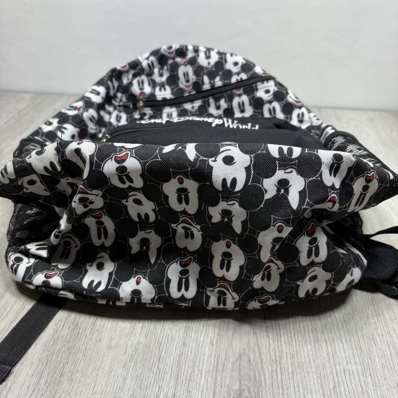 Walt Disney World Backpack Mickey Mouse All Over Print Mickey Net Side Pouches