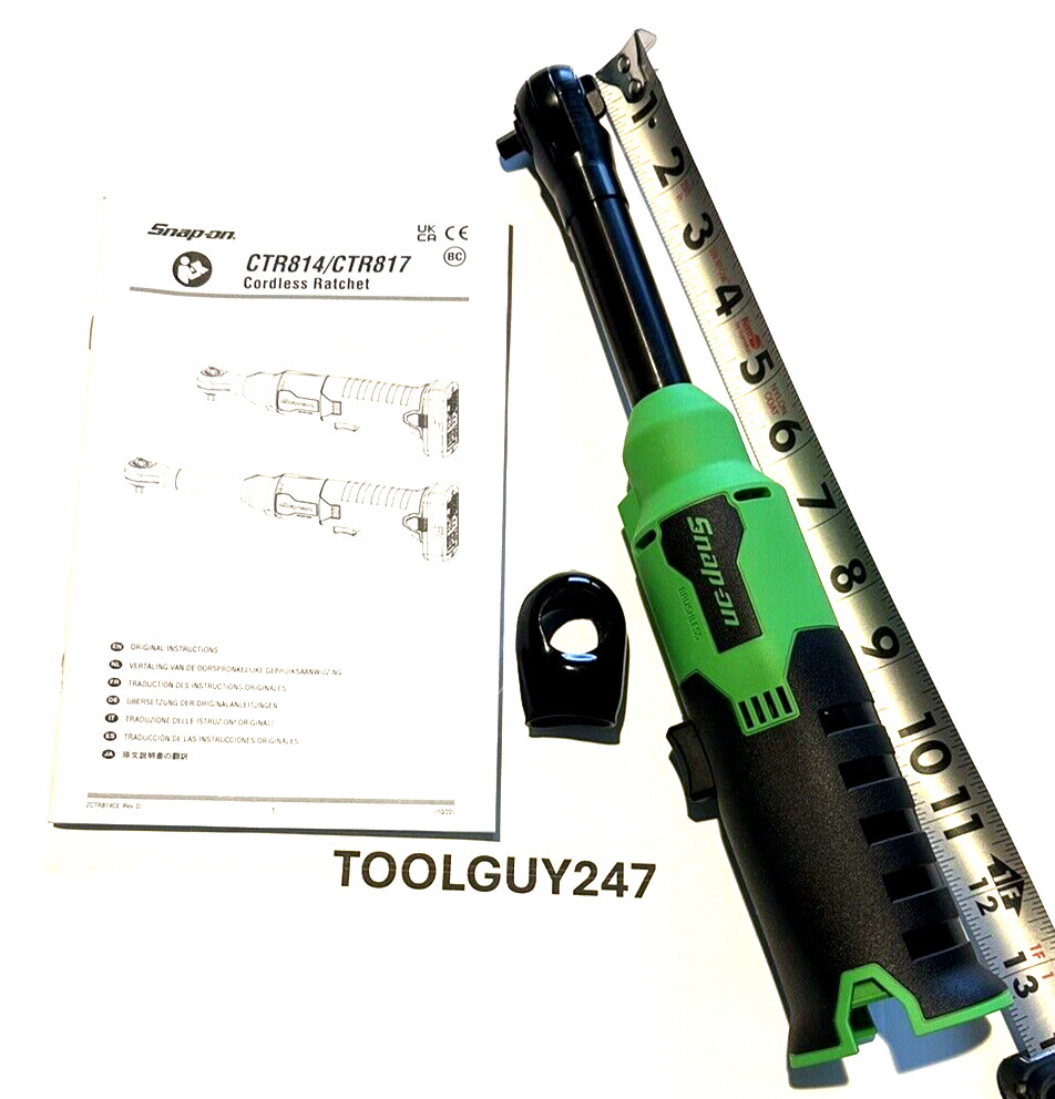 SNAP ON TOOLS CTR817 DB G 14.4v 1/4" Drive Green Cordless Ratchet Brushless NEW+
