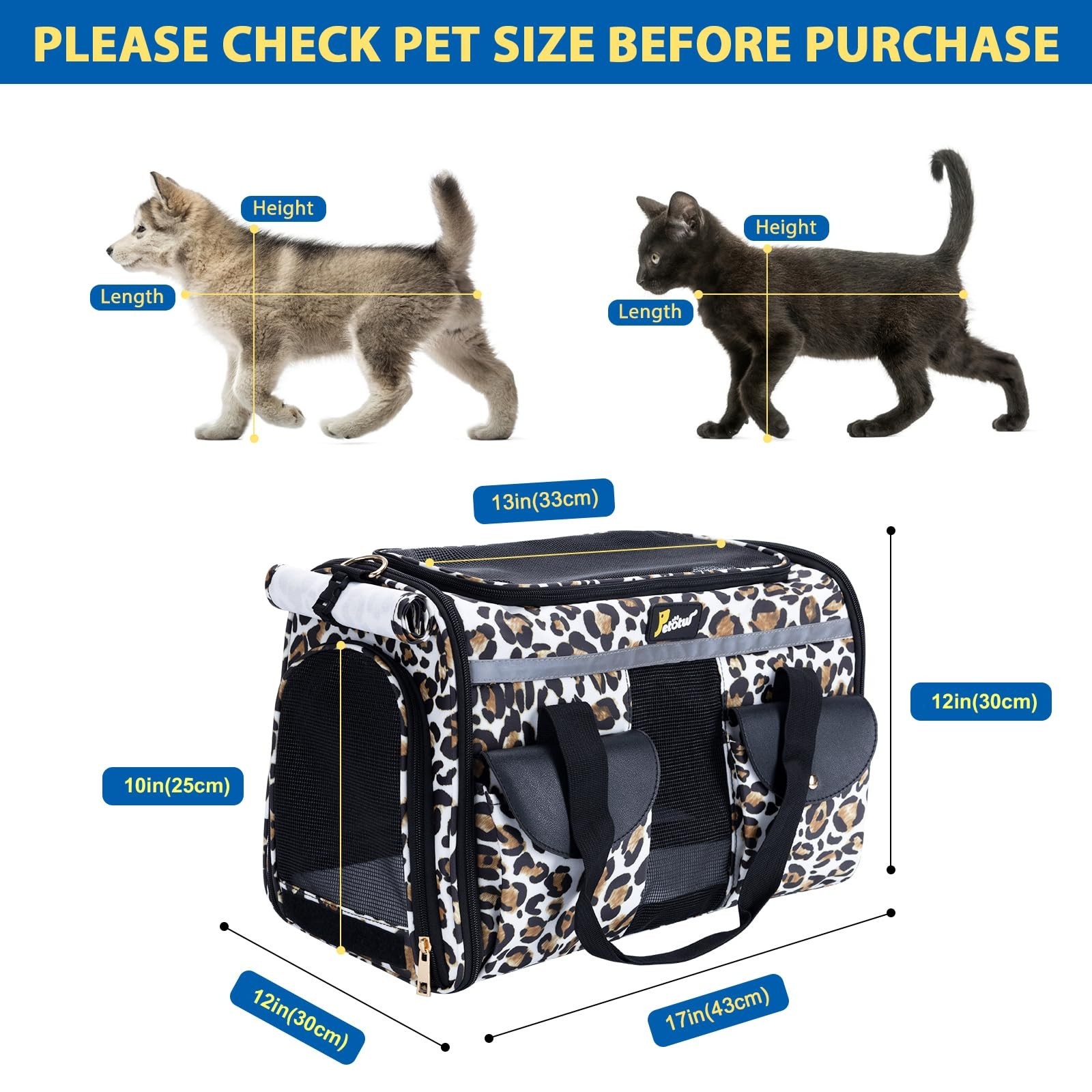 Pet Carrier for Small Dogs and Cats - Soft-Sided Travel Kennel, Portable Fold...