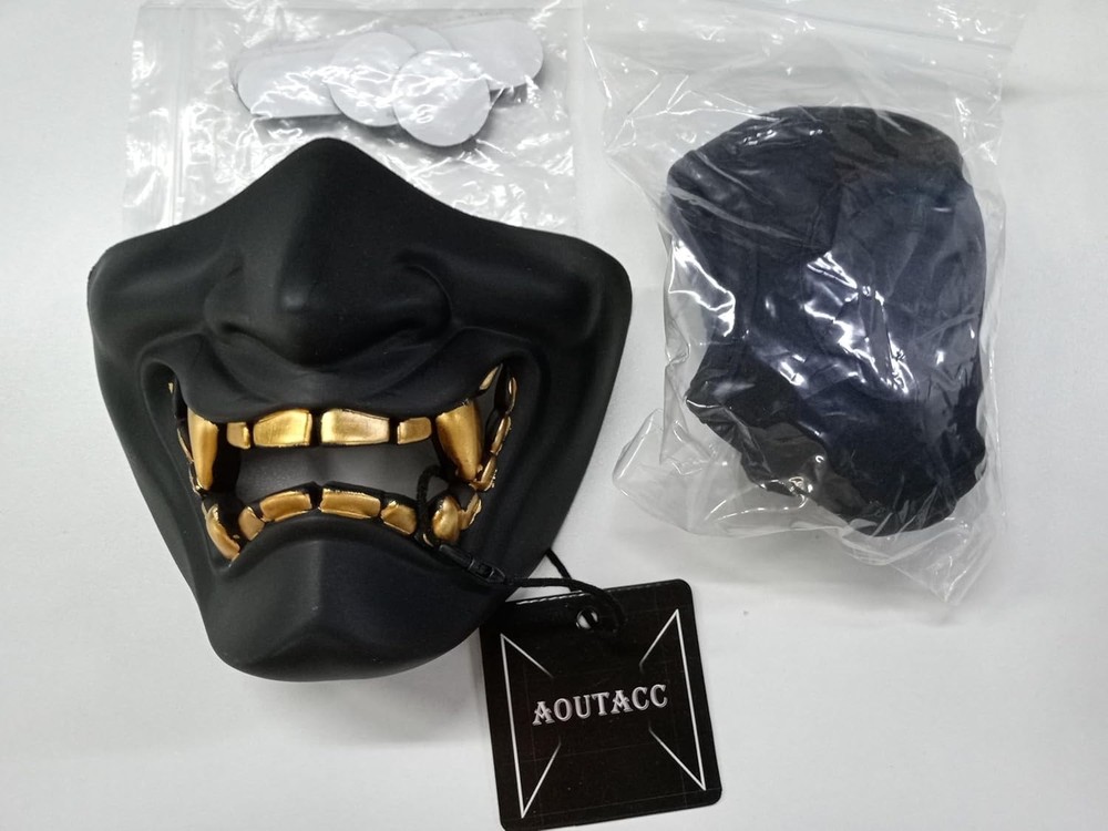 Evil Demon Kabuki Samurai Half Face Mask - Ultimate Airsoft Protection