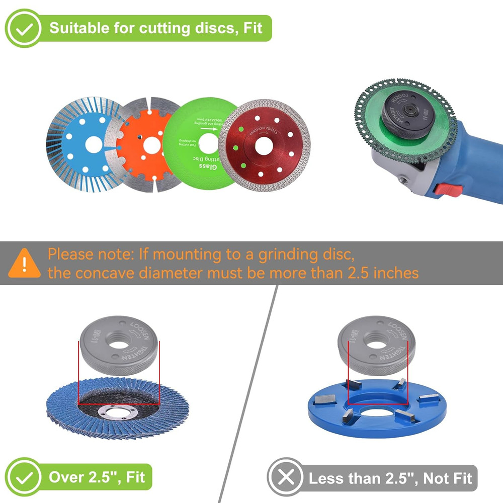 5/8-11 Thread Angle Grinder Flange Nut,2Pcs Grinder Nut for 4.5" and 5" Angle Gr