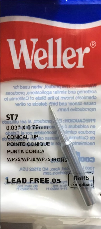 Original Weller ST7 Conical Tip for models WP25, WP30, WP35, WLC100 - AUTHORIZED