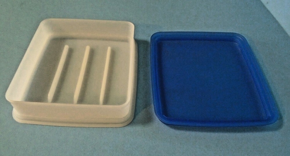 Tupperware Clear Wiener Holder With Blue Lid