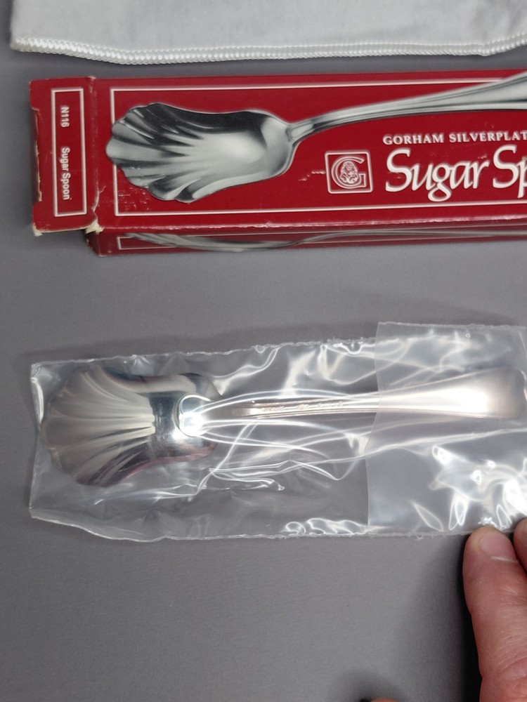 Gorham Sugar Spoon Silverplate Shell Shape N116 With Box 6" Unused