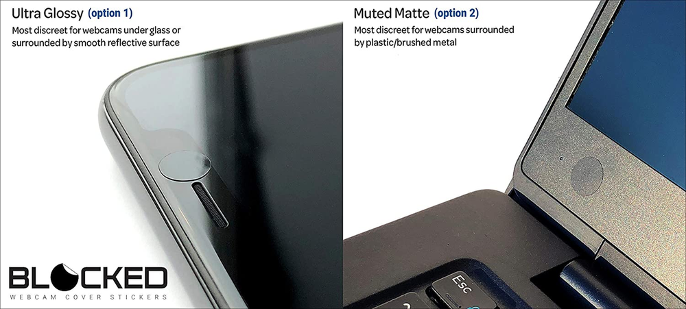 BLOCKED Webcam/Camera Vinyl Covers | 57 Low-Tack Restickable Webcam Sticker | 3-