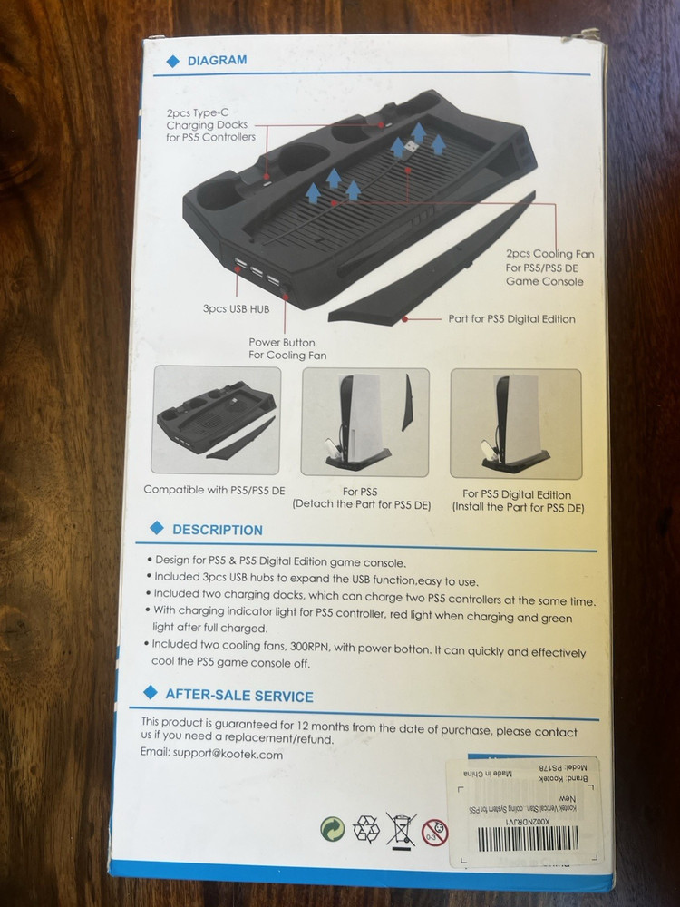 Kootek CHARGING Stand with Cooling Fan for PS5