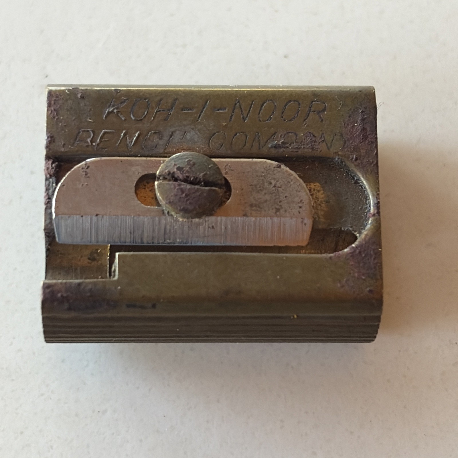 KOH-I-NOOR-BRASS Pencil Sharpener W/ Leather Case -Made GERMANY “Tutior Juwel”