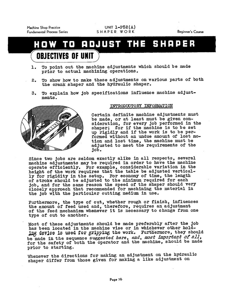 Metalworking Shaper Work and Operating Course #1275