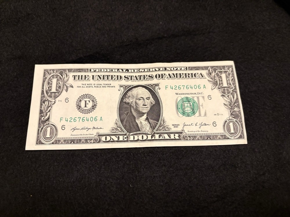 2021 $1 misaligned off center Note Error in excellent condition.