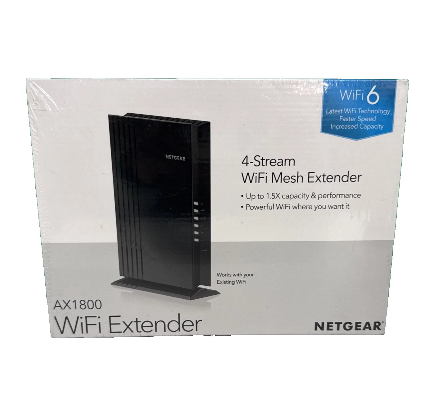 NEW, NETGEAR EAX20-100NAS Dual Band Wi-Fi 6 MU-MIMO Mesh Range Extender AX1800