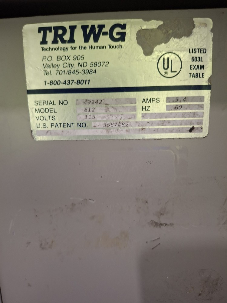 Tri W-G, Inc 812 Exam Table