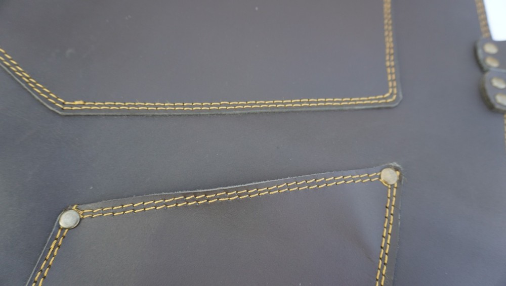 Premium Full Grain Leather Apron - Dark Brown, Split Pockets, Handmade Gift