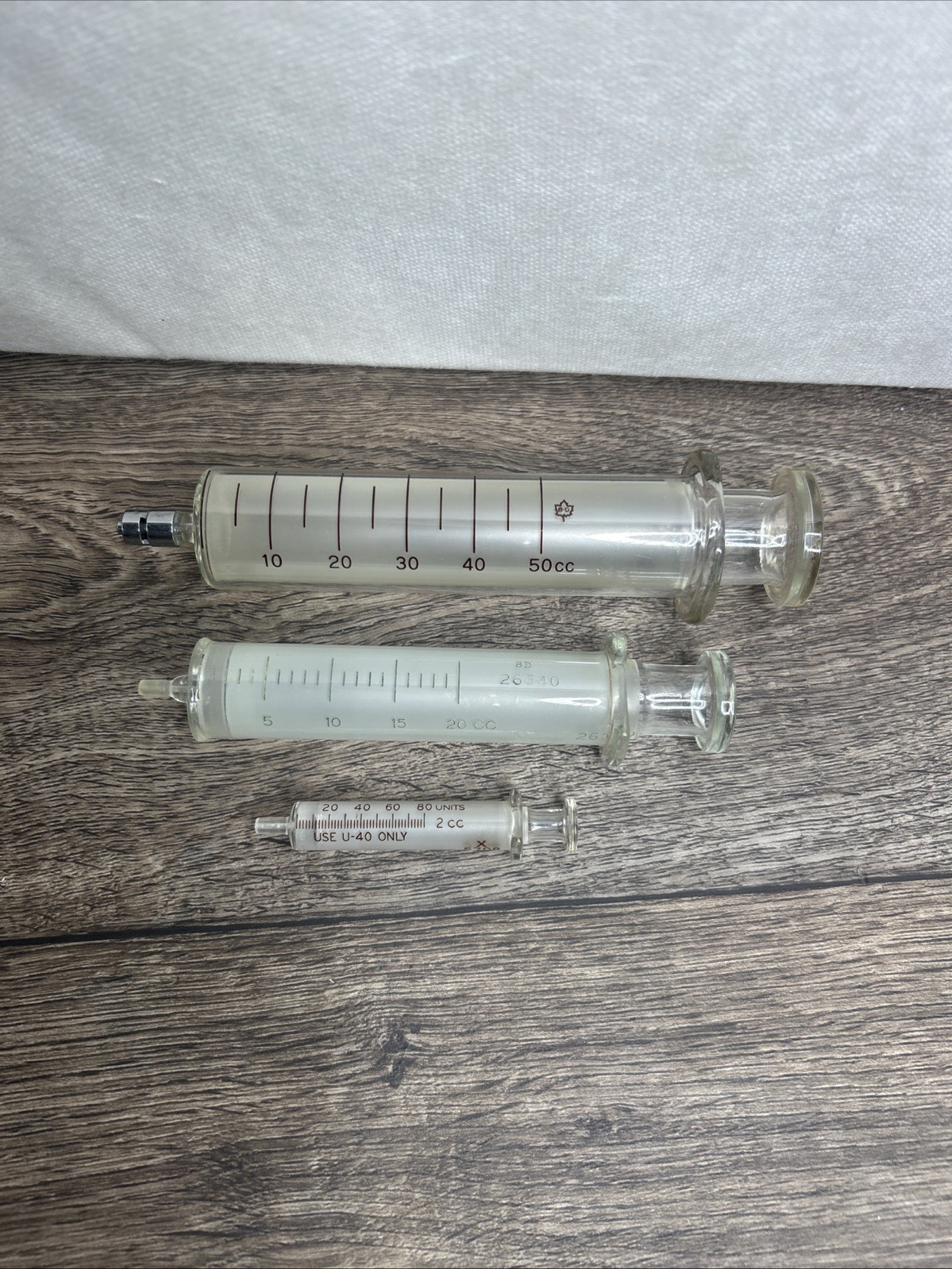 Vintage Glass Syringe Lot – 2cc 20cc 50cc – ACE BD Tomac – USA Made