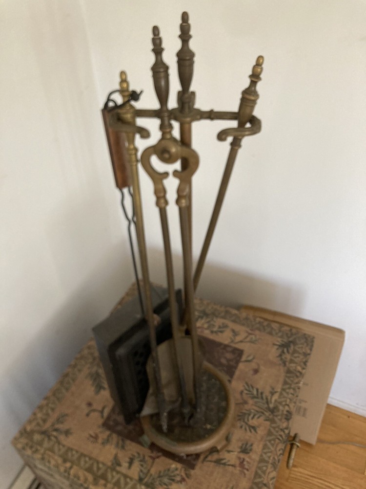 Vintage Brass Fireplace Tools 27 Inch