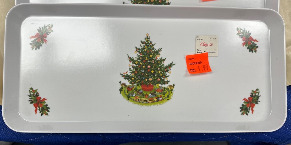 8- Pfaltzgraff Christmas Heritage Rectagular Plastic Tray Melamine