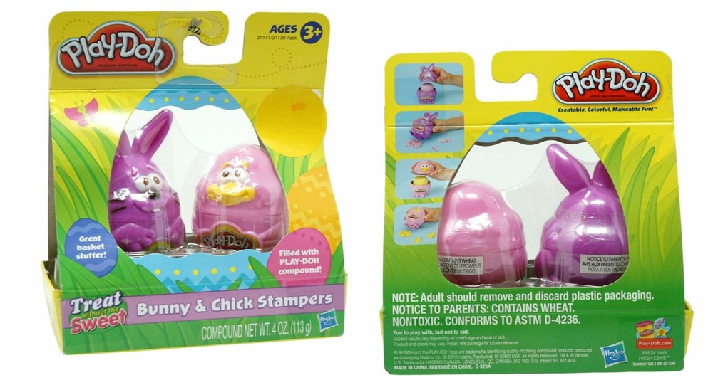 Play Doh Bunny/Chick Bundle(4 Stamper,Scissors,Roller)Easter Basket Party Favor