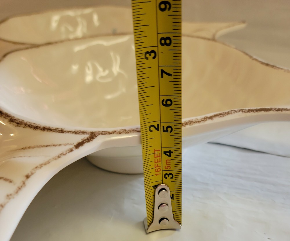 Sigrid Olsen Fish Shaped Ivory Brown Melamine Divided Appetizer Serving Platter