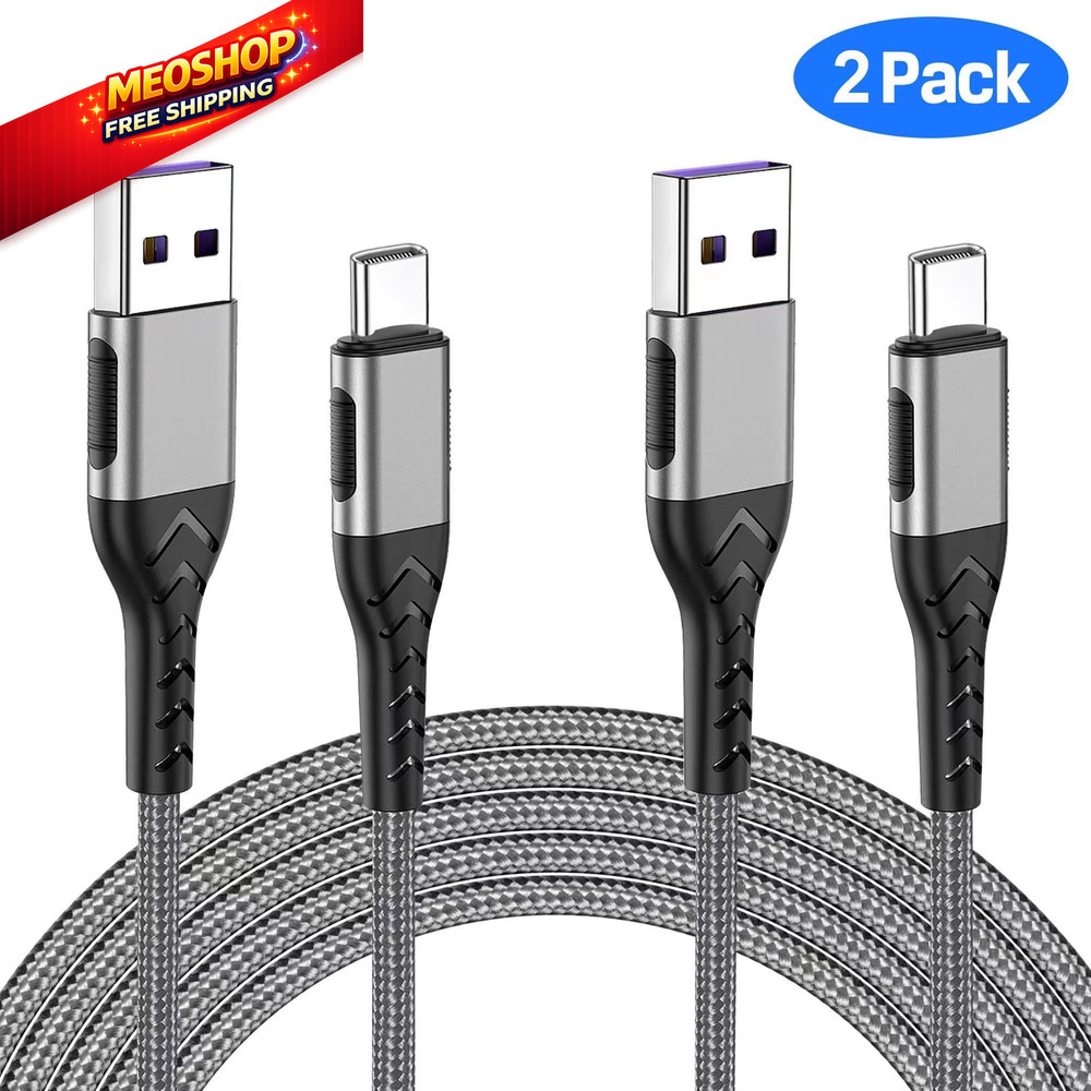 Durcord USB C Cable, Upgarded 2Pack 10ft Fast Type C 10ft, Silver