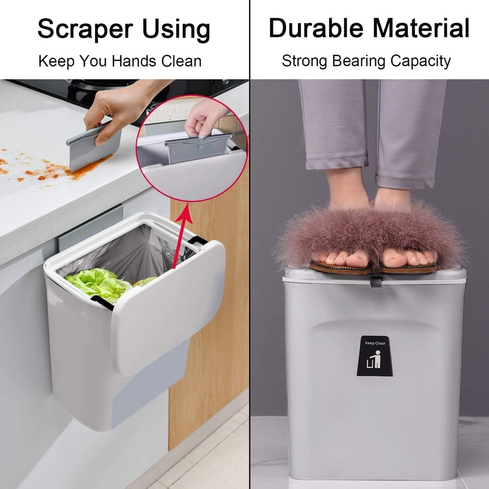 Versatile 2.4 Gallon Kitchen Compost Bin - Effortless, Odorless Waste Management