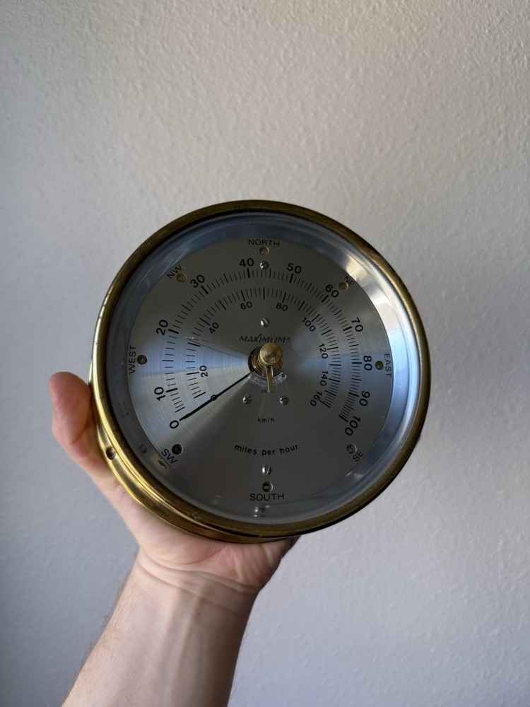 Maximum Inc. Brass Anemometer Instrument Maestro Wind Speed & Direction Gauge