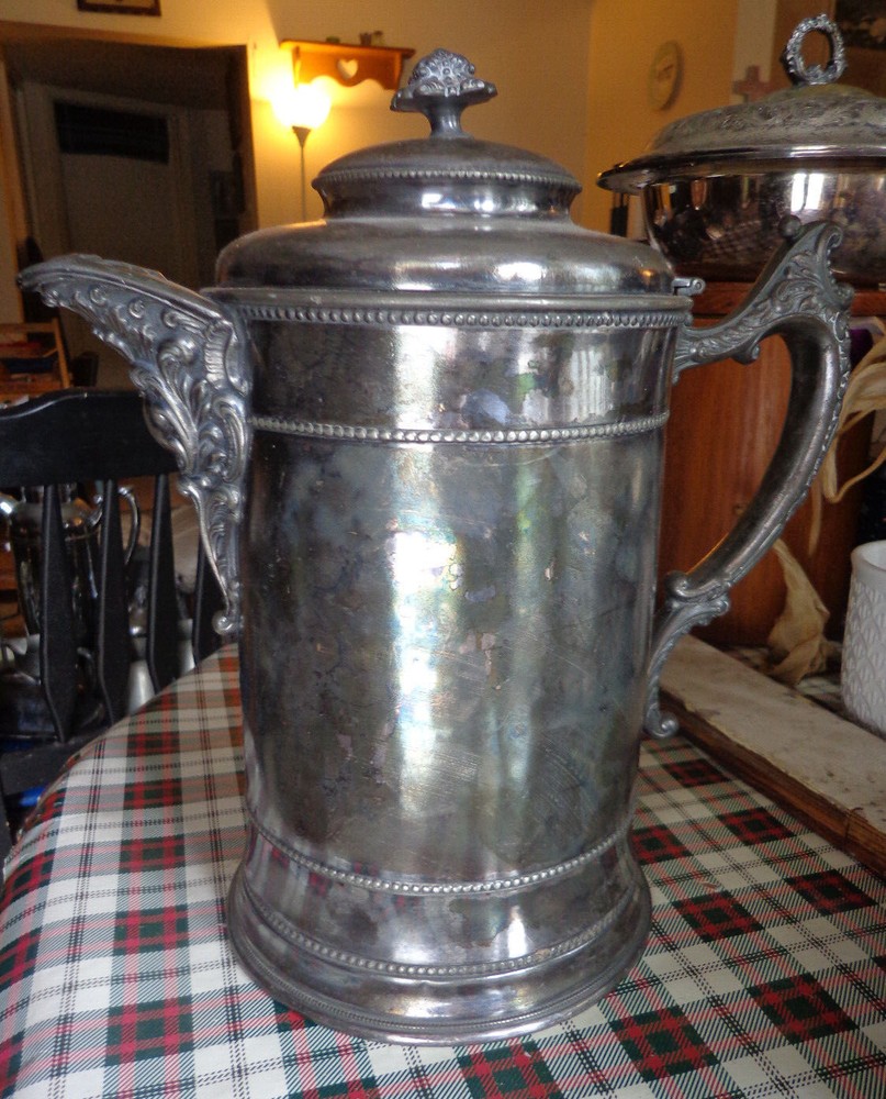 Antique Ornate Homan Silverplate Co Edged Insulated Water Pitcher A.B.