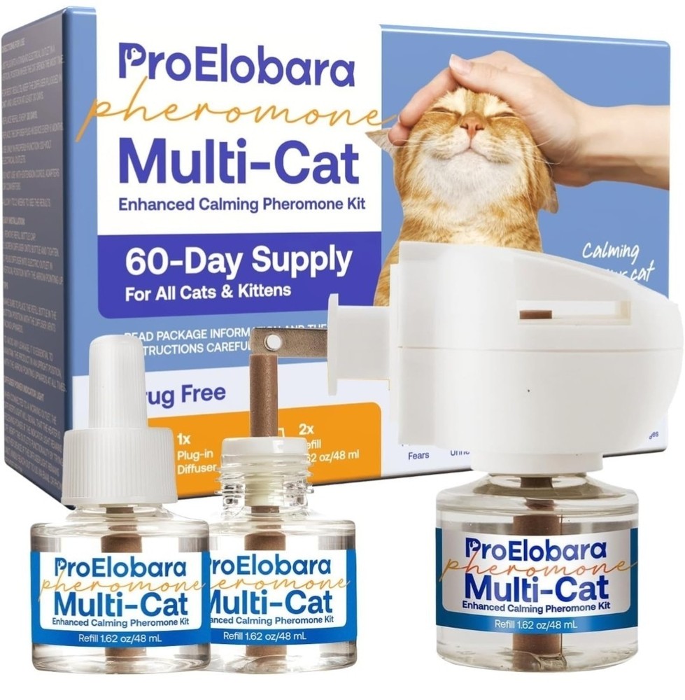 ProElobara  Multi-Cat Pheromone Formula Diffuser Kit for Cat Calming...2 refills