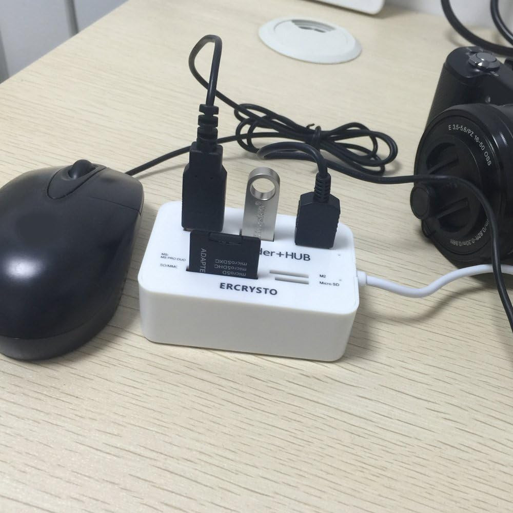 Card Reader and 3 Ports USB Hub, High Speed External Memory Card Reader (MS, Mic