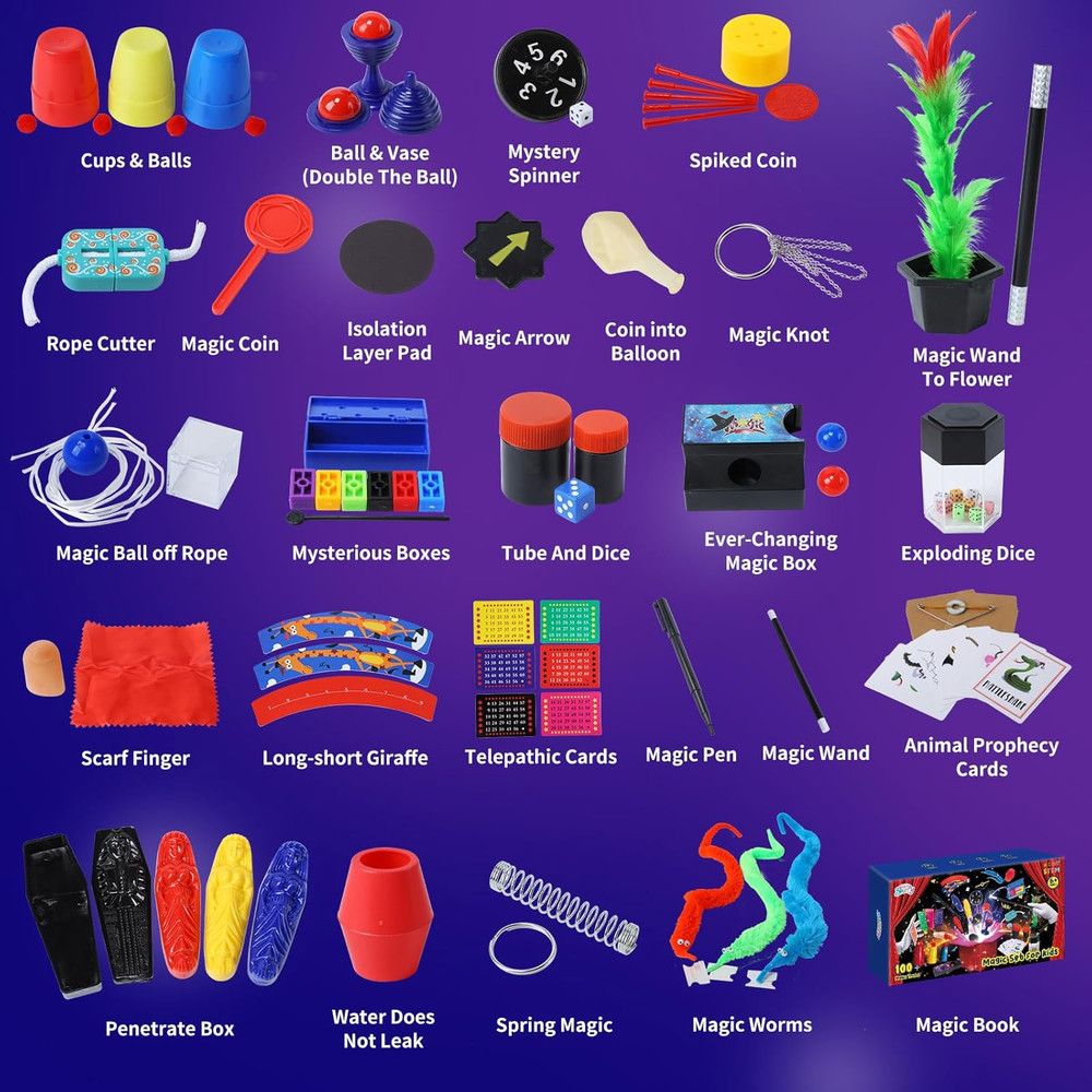 Magic Starter Kit - 100+ Tricks for Kids Age 6-10, Includes Dice Magic Trick,...