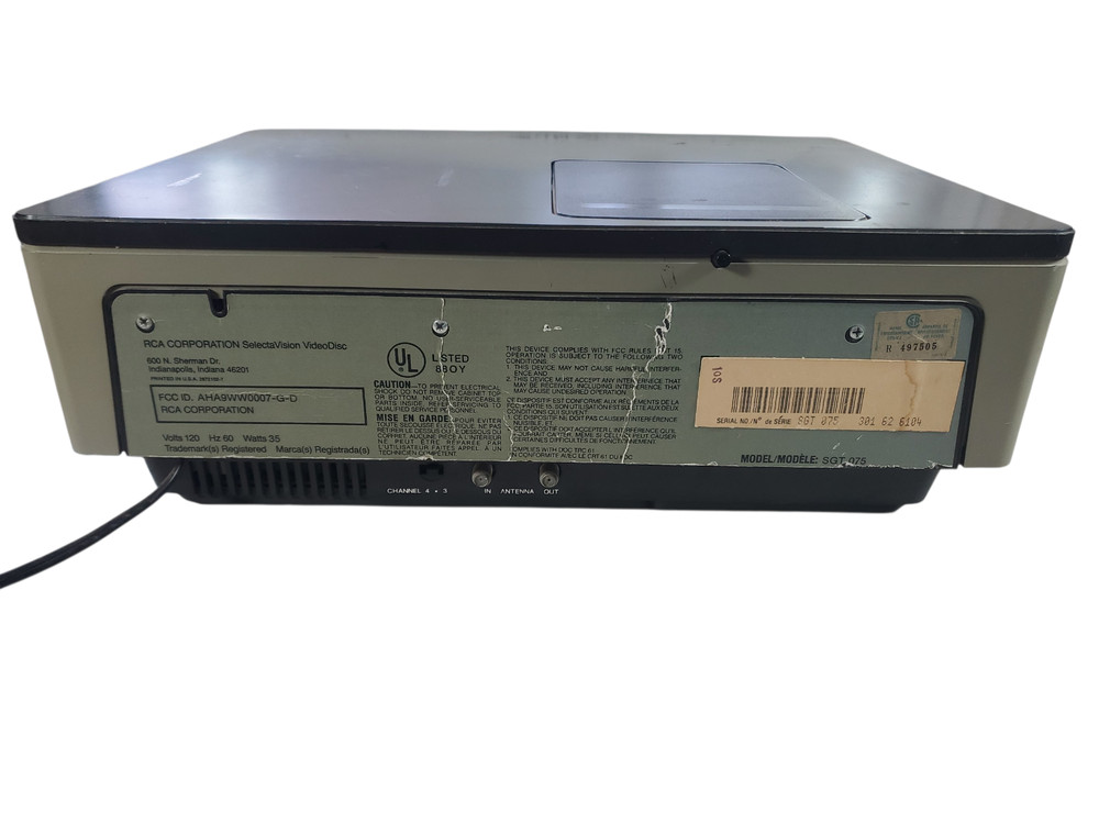RCA Selectavision Videodisc Player CED Model SGT 075 Untested