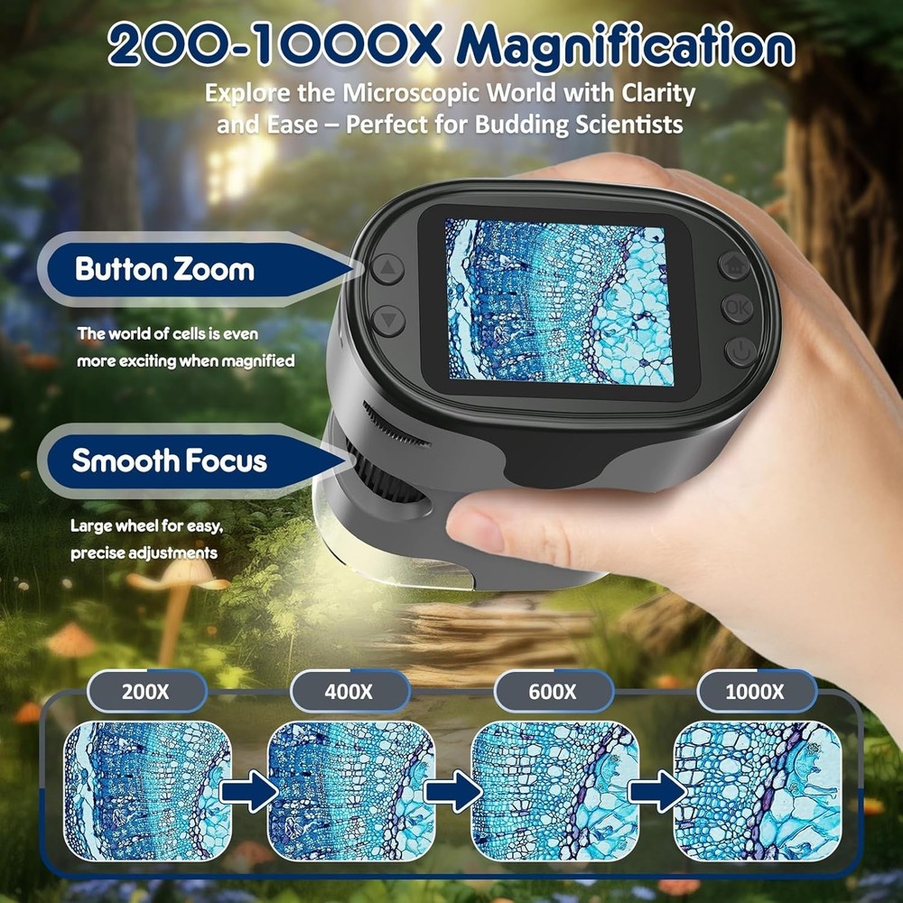 Kids Handheld Microscope 1000X Magnification Gift