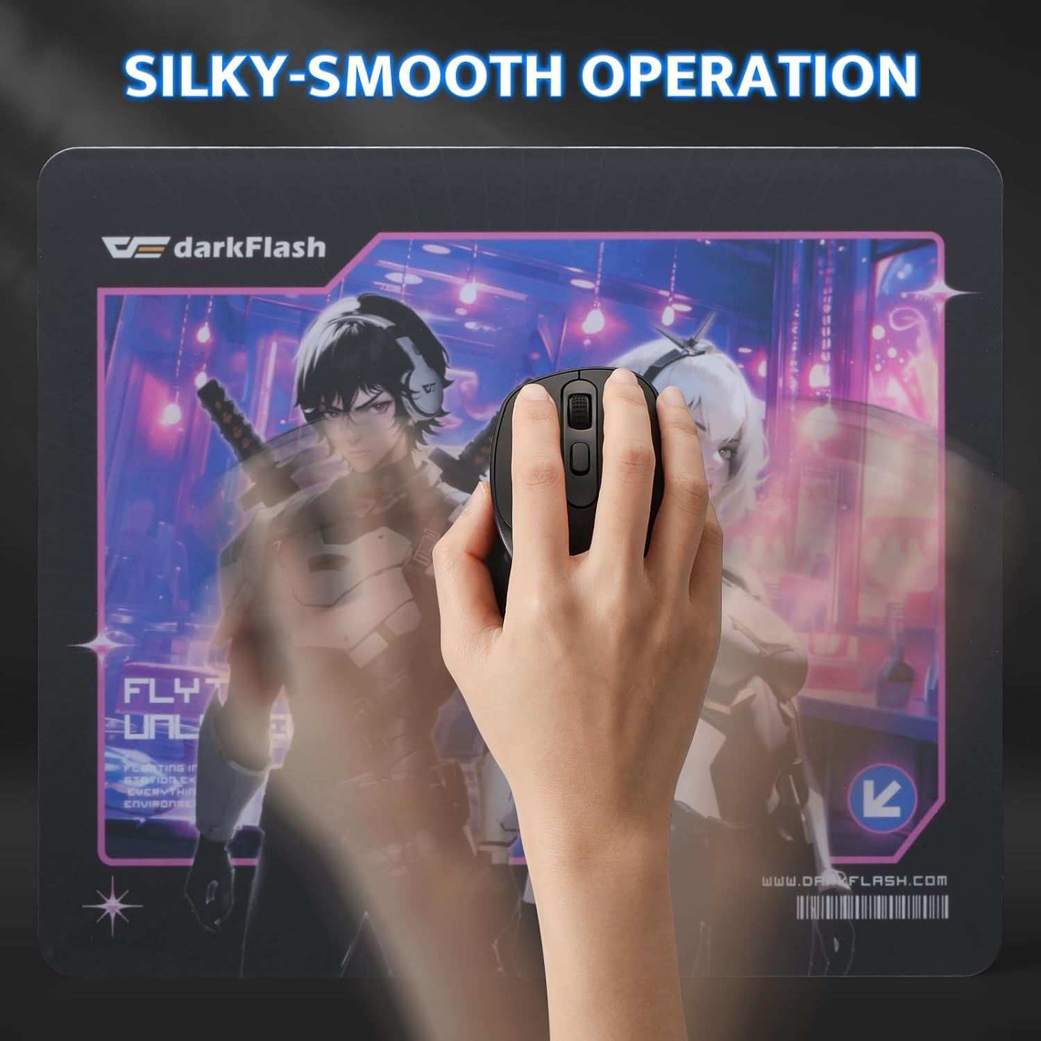 Darkflash Glass Mouse Pad 13.8×11.8 Inch, Ultra-Smooth Tempered Surface, Precisi