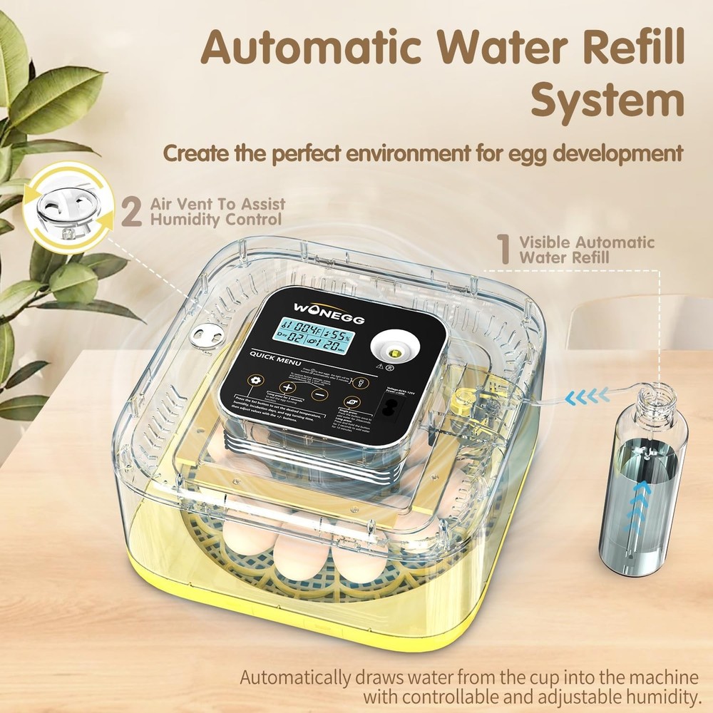 HOWOOlUA 12 Egg Incubator for Hatching Eggs with Auto Turn, Temp & Humidity C...