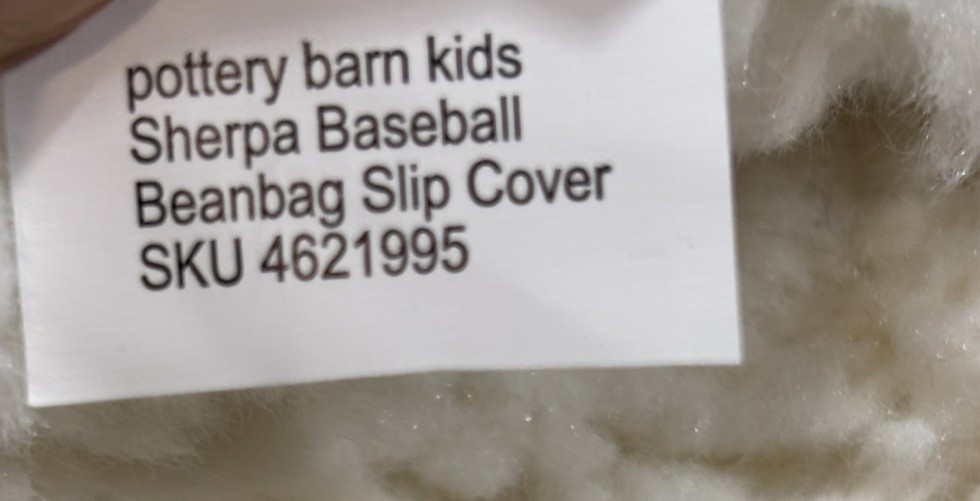 Pottery Barn Kids Anywhere Beanbag, Sherpa Baseball Slipcover Only 31”
