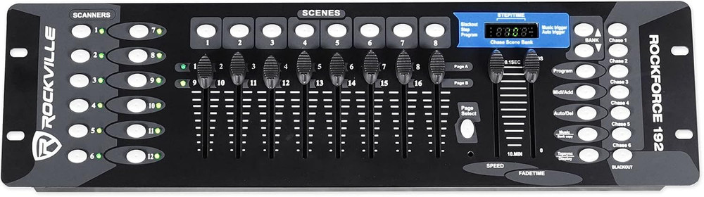 ROCKFORCE 192-Channel DMX Lighting Controller, Sound-Activated, Programmable Sce