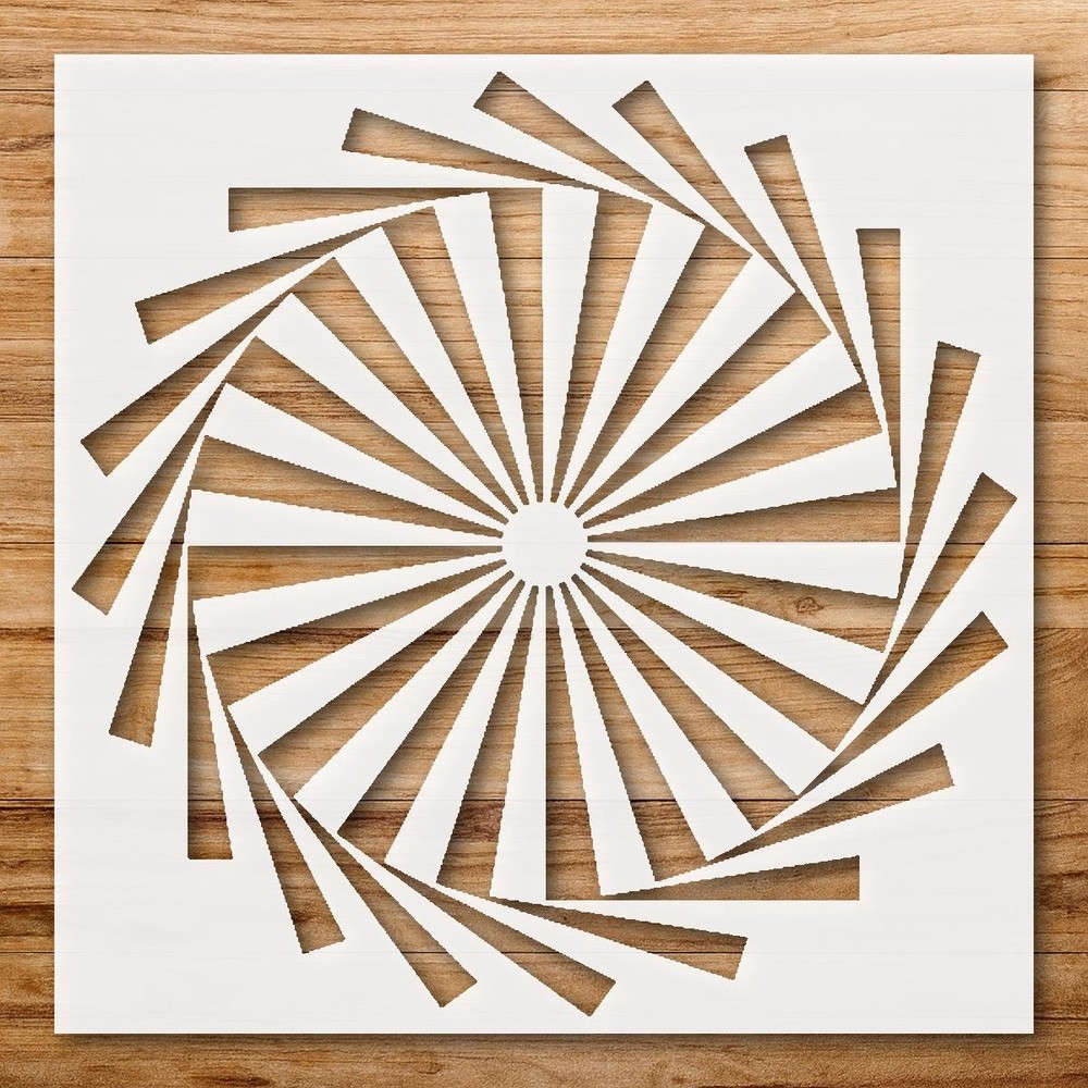 Radial Pattern Featuring Alternating Segments Wall Art Reusable Stencil - Ste…