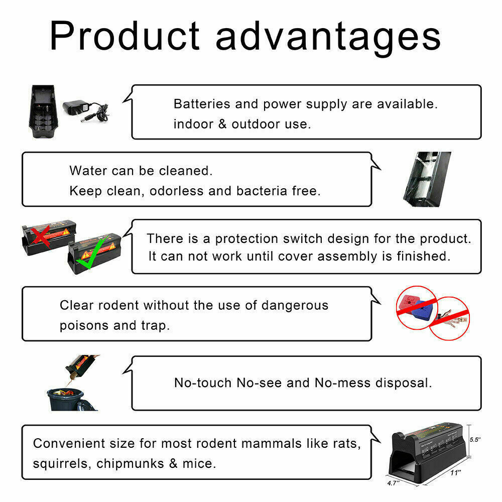 Electronic Mouse Trap Victor Control Rat Killer Pest Electric Rodent Zapper US