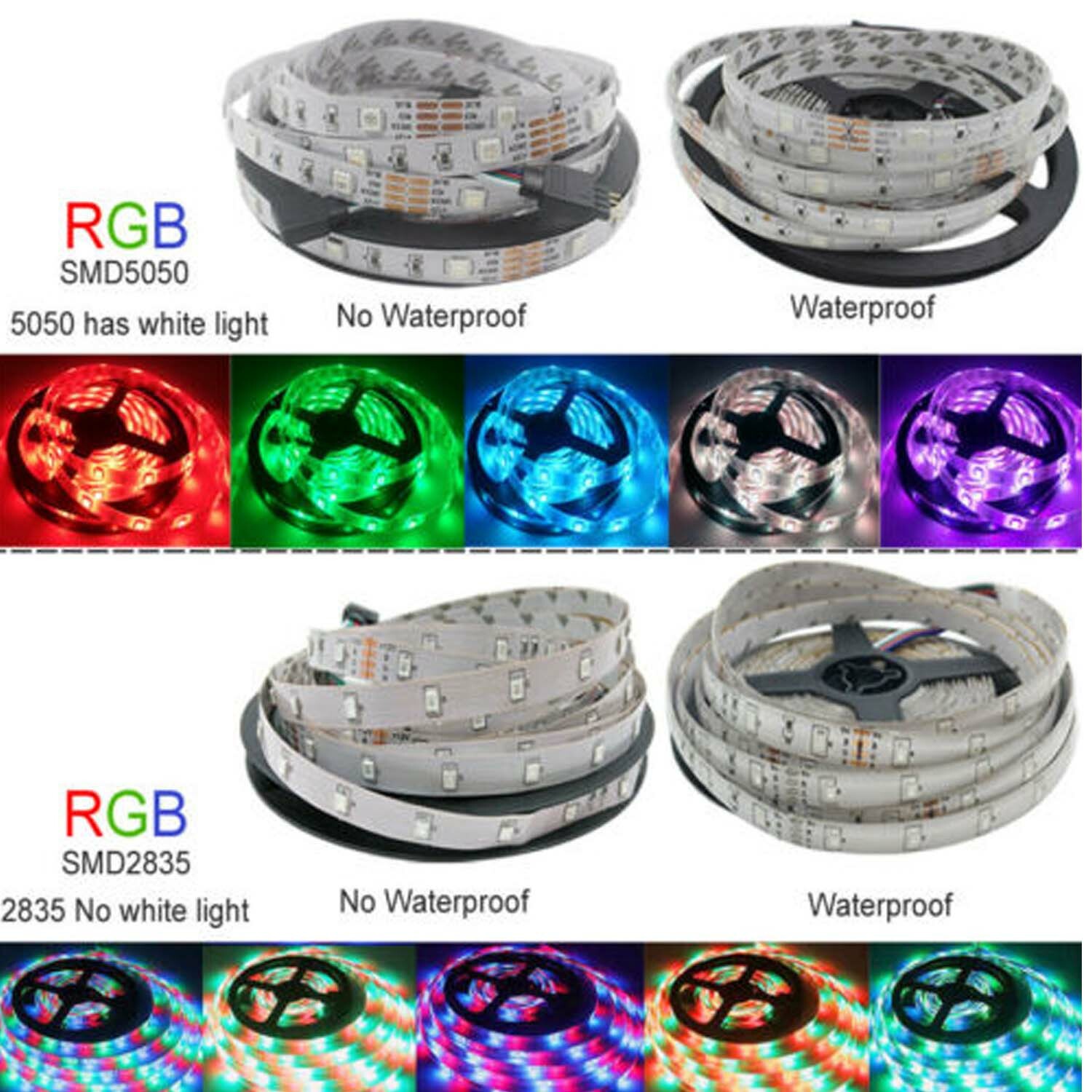 Wholesale LED Strip Lights 3528 5050 5M/10M/15M/20M RGB SMD 12V Roll Waterproof