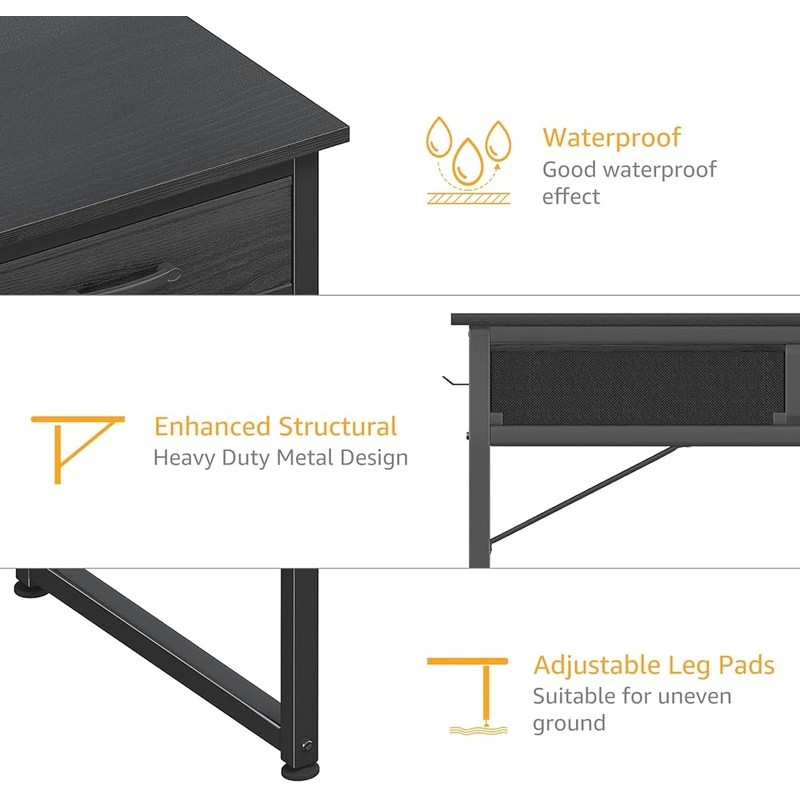 Compact Computer Desk W/ Storage Open Drawers Gaming Table Easy Assembly New