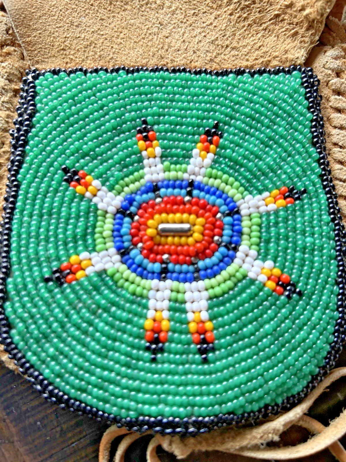 antique NATIVE AMERICAN BEADED MEDICINE BAG