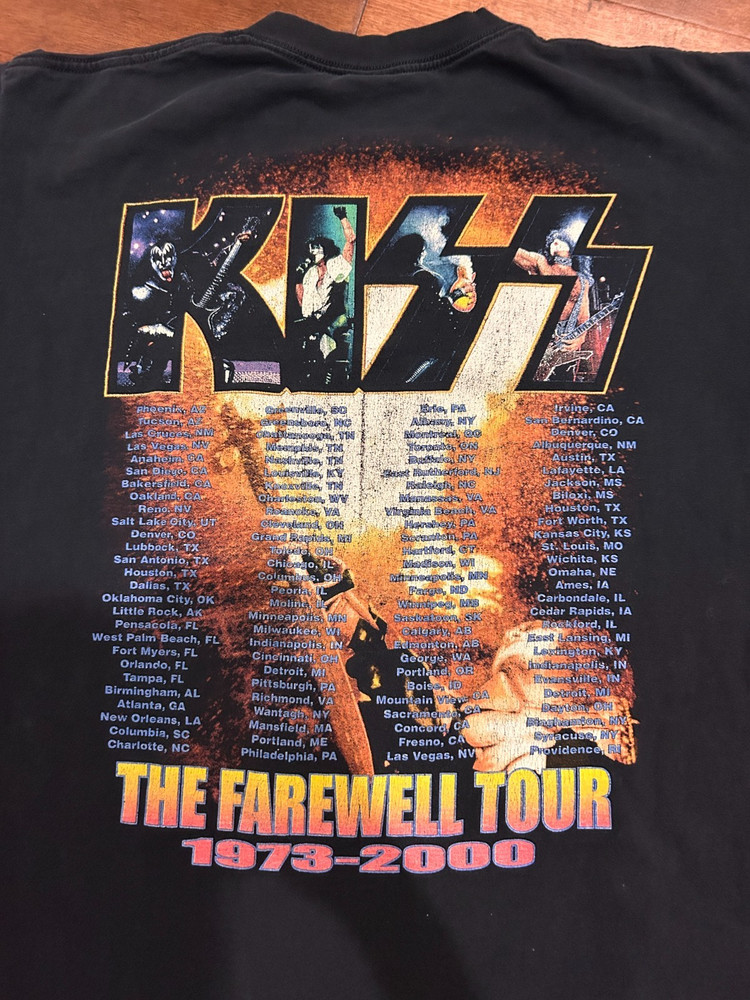 KISS The Farewell Tour 1973-2000 T Shirt - Black Size XL