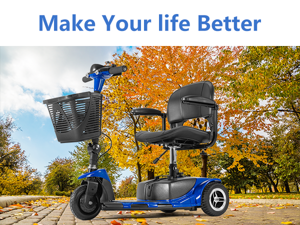 Pro 3 Wheel Mobility Scooter Electric Powered Mobile Folding Wheelchairs Device