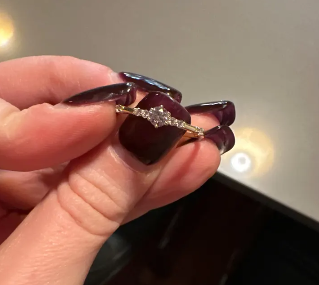 14K Solid Gold Dainty Diamond Stackable Ring, Round Lab Diamond Stackable Ring